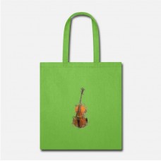 Bass Player Gift Upright Bass Splatter Effect Lime Green Tote Bag